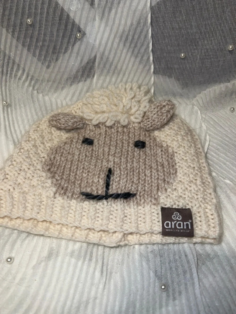 Kids Cream Knit Animal Beanie - Unbranded